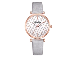 Reloj De Pulsera De Cuarzo Para Mujer Con Correa De Pu Y Patrón Gris Irregular.