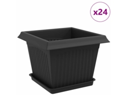 Macetas Vidaxl, 24 unidades, negras, 23 x 23 x 17,5 cm, plástico.