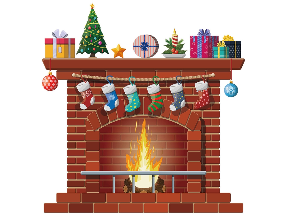 Adhesivos de pared navideños de Chimenea para decoración del hogar
