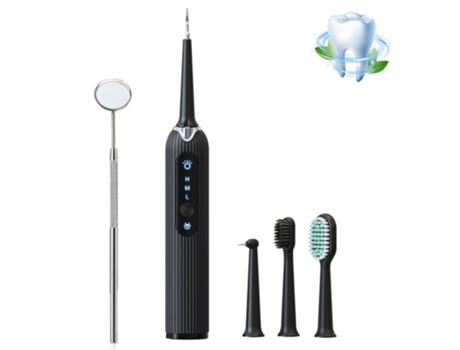 Removedor de placa eléctrica de cálculo dental kit de limpiador de dientes ultrasónico negro