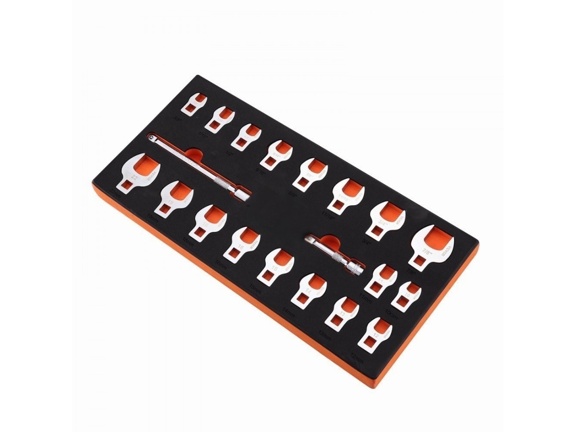 Juego de llaves de pata de gallo 3/8 con extensiones 20 piezas SAE/Métricas Tekmaquinas