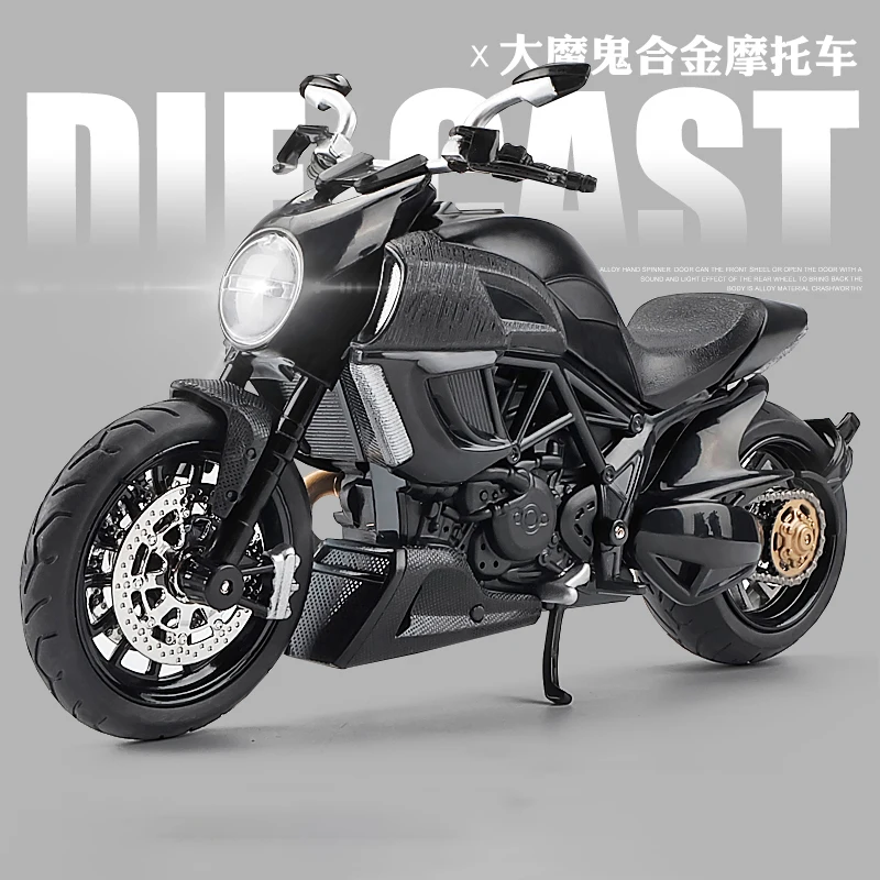 (negro) Coche Modelo De Aleación De Carbono Rojo A Escala 1:12, Modelo De Motocicleta Con Sonido Y Luz.