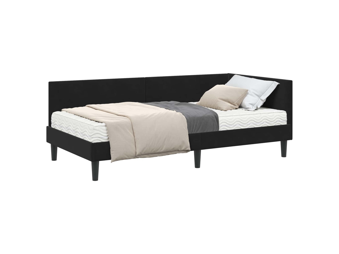 Maison Exclusive - Estructura De Cama Esquina Con Colchón 2 Pcs Negro Terciopelo