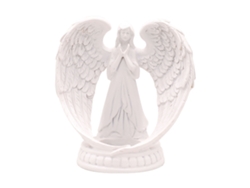 Baok - Estatua de ángel rezando con candelabro, alas blancas puras, para sala de estar, comedor y decoración de bodas, pequeña con vela, 5x5cm