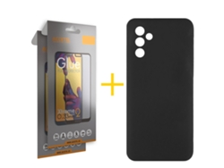 Pack 2 X Película De Vidrio Templado Full Funda Accetel Para Samsung Galaxy A05s 5g Silicona Líquida Negro