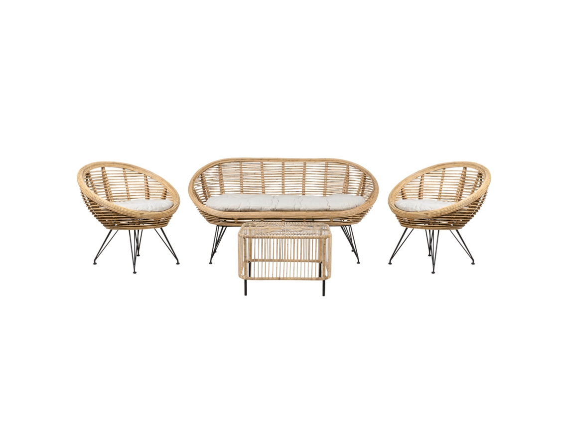 Conjunto de sala de estar 4 plazas con mesa de centro de ratán natural BELIANI Maratea/cesenatico
