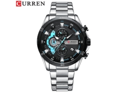 Reloj de hombre con esfera de motocicleta, 6 agujas, cuarzo, MDUG (plata y negro) | MDUG