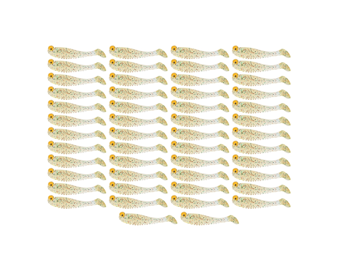 50 Unidades De Señuelos De Pesca Artificiales De Silicona Realistas Con Cola De Pala - Amarillo Verde
