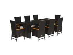 Maison Exclusive - Set De Comedor De Jardín 9 Pzas Y Cojines Ratán Sintético Negro