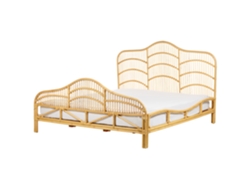 Cama con somier BELIANI Domeyrot de Ratán Madera clara 187x207x130