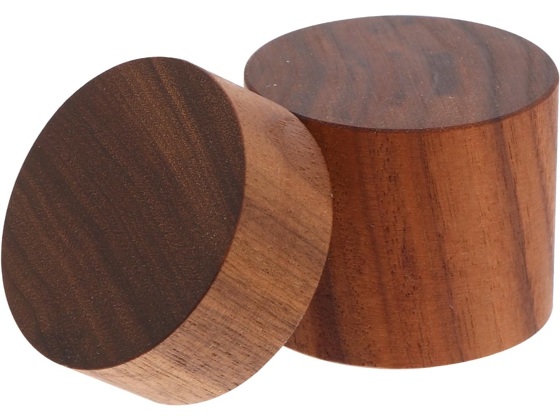 De 2 Suportes Cilíndricos Para Anéis Em Madeira De Nogueira Nuobesty Para Armazenamento E Exibição