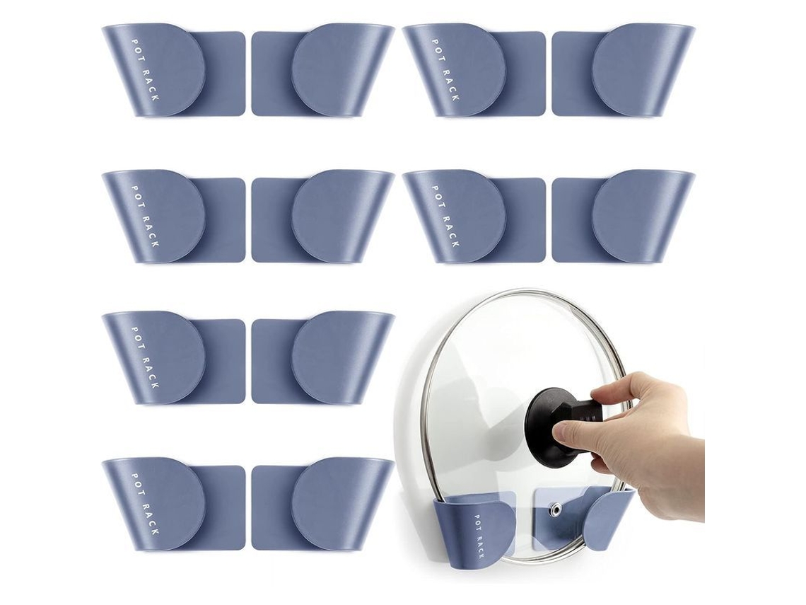 Organizador ajustable Rebe para tapas de ollas y sartenes, estante de almacenamiento Linjou, 6 pares, azul