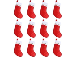 Juego de 12 medias navideñas de fieltro rojo, 38 cm, para regalos de fiesta, decoración navideña y regalos. Hengjian (15)
