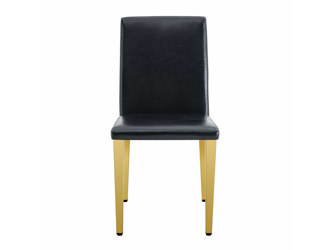 Juego de 2 sillas de comedor - Diseño minimalista en PU negro con patas de metal dorado - Negro y dorado