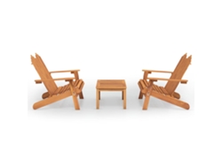 Conjunto 3 de muebles de jardín Adirondack VIDAXL madera acacia