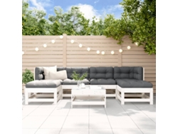 Conjunto de salón de jardín de 7 piezas de pino macizo blanco Dkd Home Decor