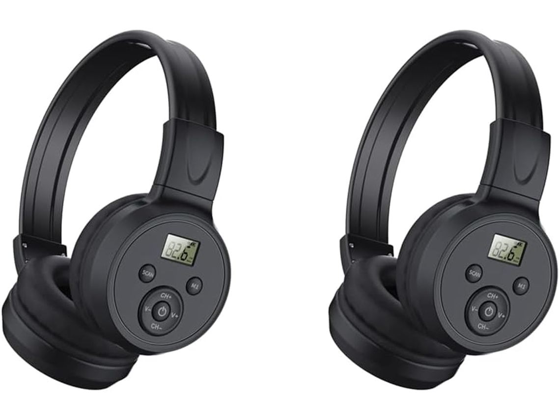 2 Auriculares Portátiles Con Radio Fm Con Cable Y Receptor Recargable Para Reuniones, Trabajo Diario, Senderismo Y Jogging.