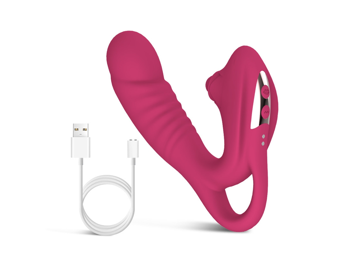 Vibrador De Masaje De Silicona Porttil De Doble Motor Para Mujer (rosa Roja)