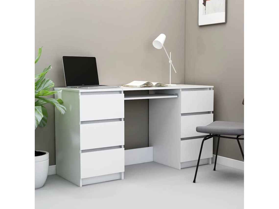 Escritorio | Mesa | Mesa de escritura 140x50x77 cm Contrachapado blanco