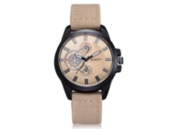 Reloj Deportivo Casual Para Hombre De Cuarzo Con Correa De Lona Y Números Romanos (beige)