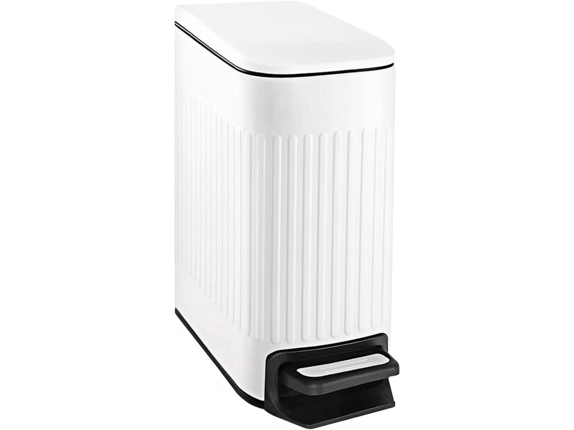 Cubo De Basura Para El Cuarto De Baño, Con Tapa De Cierre Suave, Accionamiento Con Pedal, De Acero Inoxidable, 6 Litros