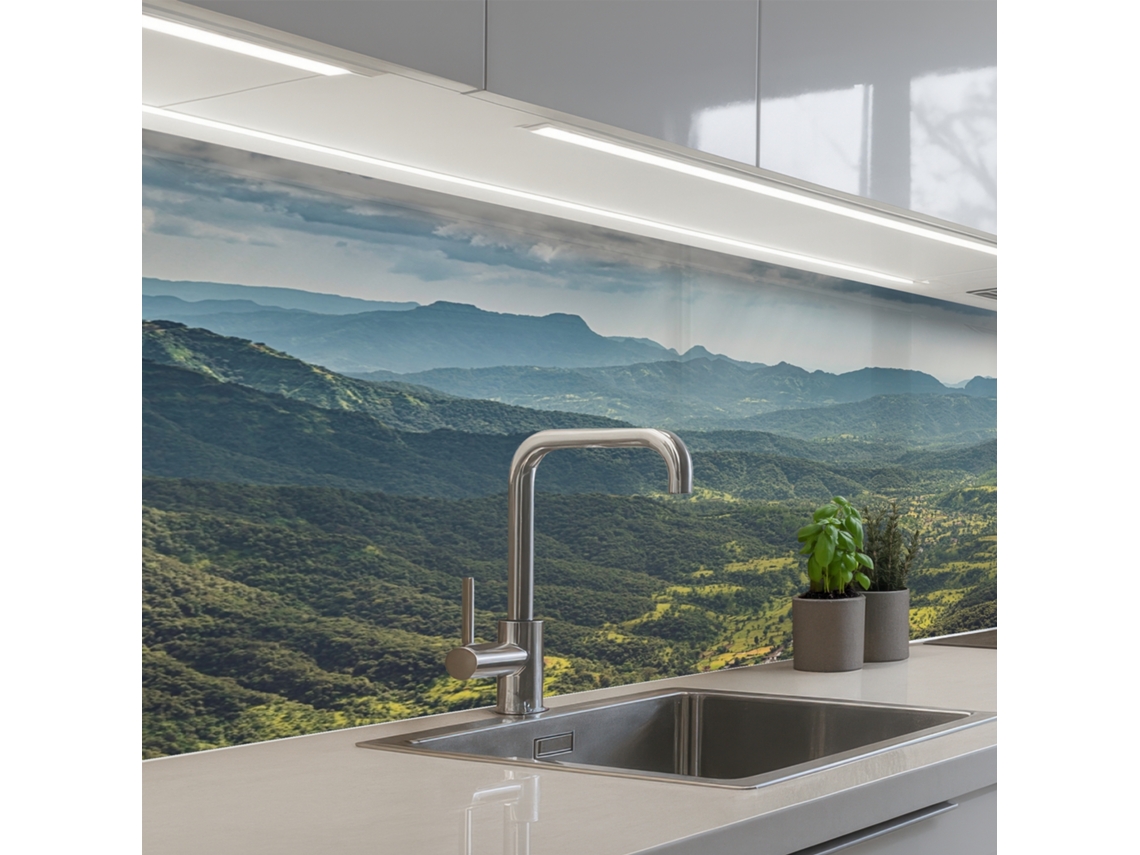 Salpicaderos De Cocina Paisaje - Valle - Verde 150x60 Cm