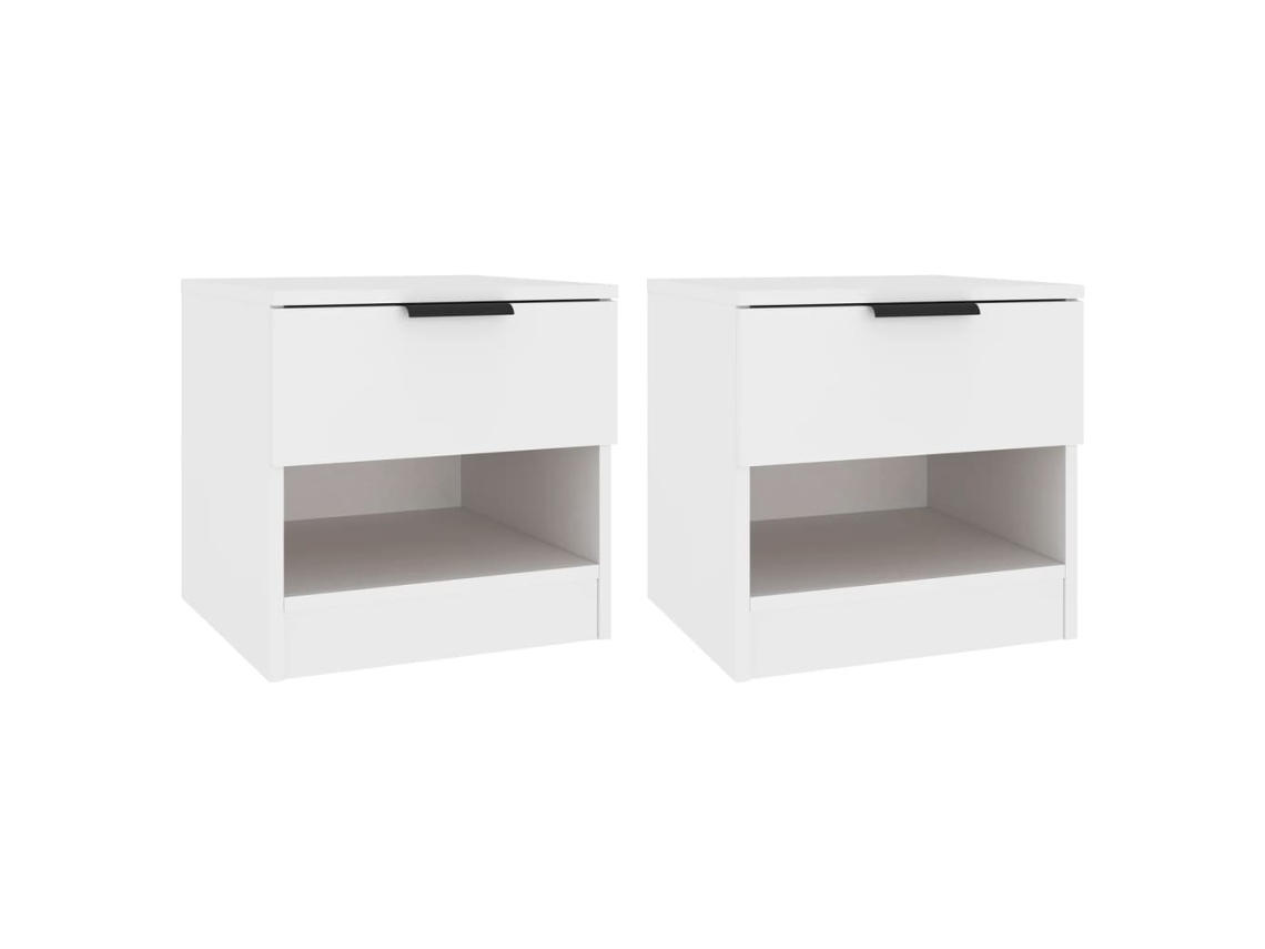 Mesitas de noche de 2 piezas, madera procesada, blanco, MAISON EXCLUSIVE