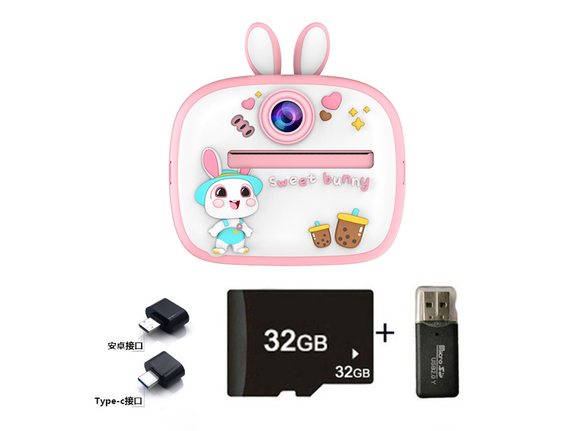 Siurn Hd 1080p Cámara Instantánea Conejo Rosa32glector De Tarjetasotg
