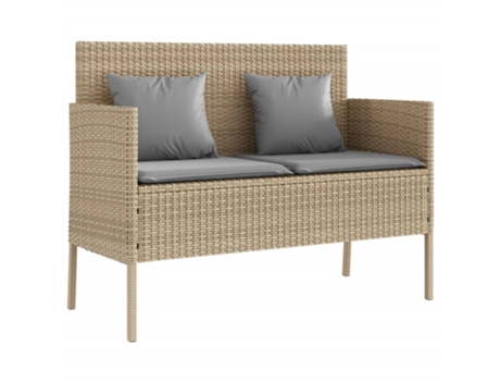 Banco de jardín VIDAXL con cojines ratán sintético beige