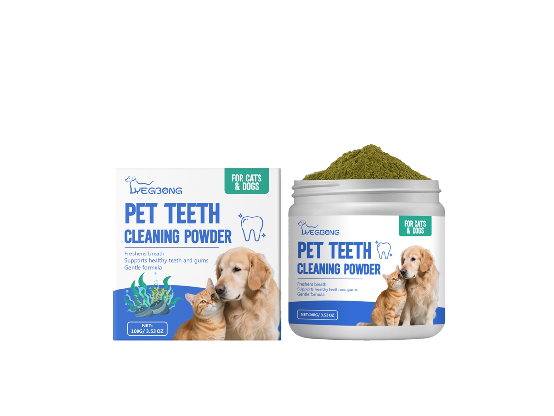 Polvo limpiador de dientes para mascotas