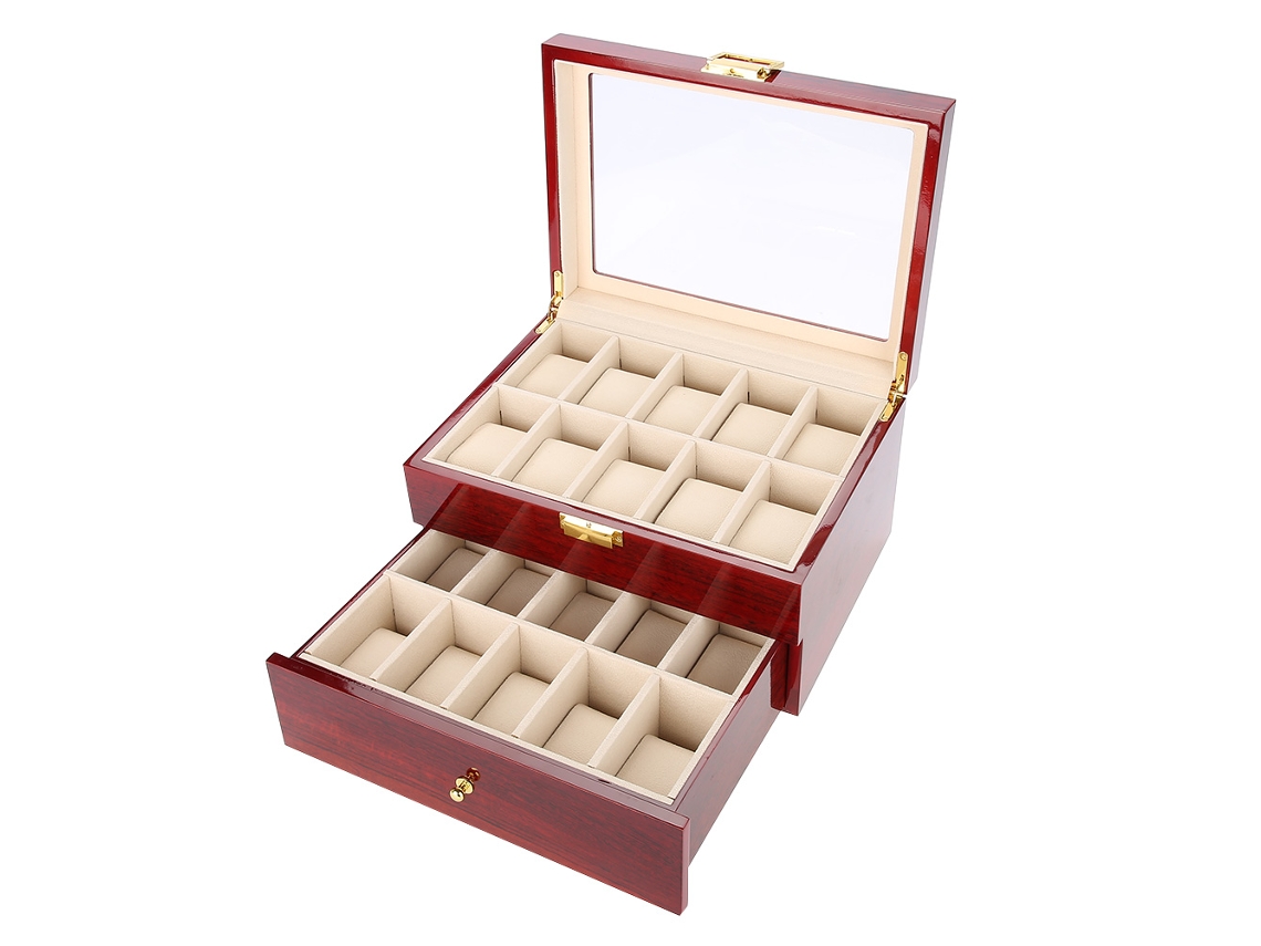 Caja De Almacenamiento Y Exhibición De Relojes De Doble Capa Con 20 Compartimentos