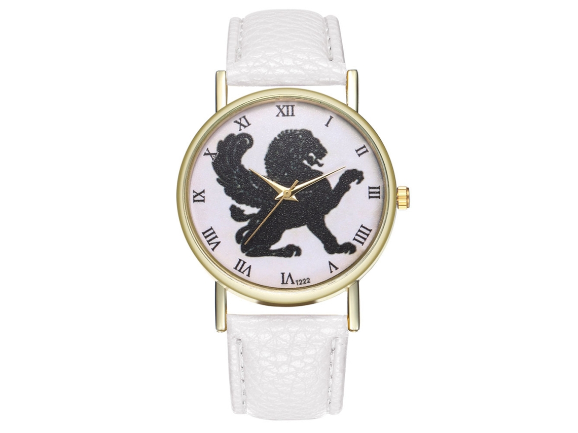 Reloj De Cuarzo Unisex Con Correa De Cuero Artificial Estilo Retro Blanco