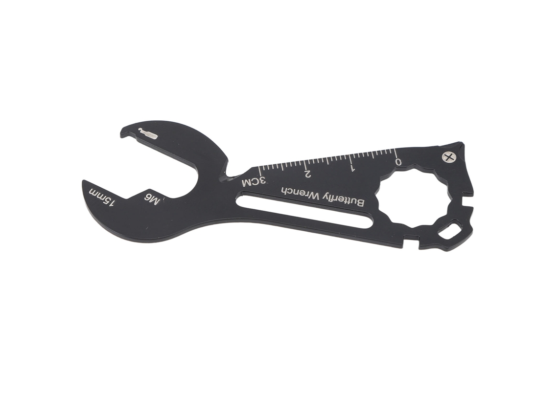 Llave Inglesa Ajustable Multifuncional 11 En 1, Abridor De Botellas, Llavero, Destornillador, Regla, Acero Inoxidable Negro Para Uso En Exteriores.