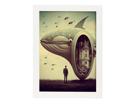 NACNIC Poster Ballena En Estilo Surrealismo Cinematográfico Ilustraciones Y Grabados De Historieta Abstracta Y Artística A4 Marcos Blancos