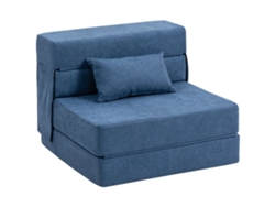 Sofá cama individual, plegable con cojín incluido. Para invitados. Salón. Espacio reducido. Capacidad de carga: 120 kg. Azul.