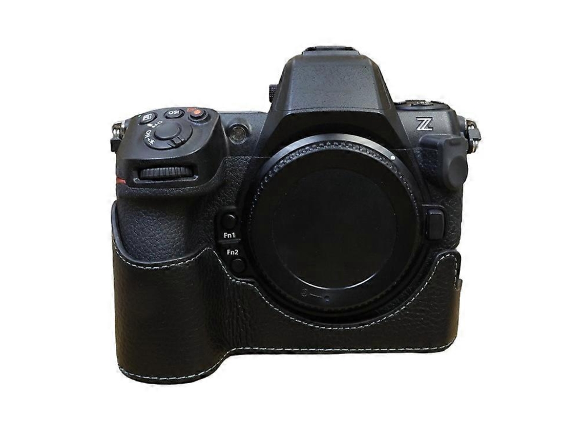 Estuche de piel de vaca auténtica compatible con Nikon Z8, estuche para cámara de medio cuerpo con ranura para batería Facpoet