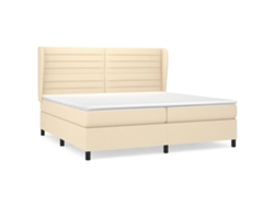 Maison Exclusive - Cama Box Spring Con Colchón Tela Color Crema 200x200 Cm