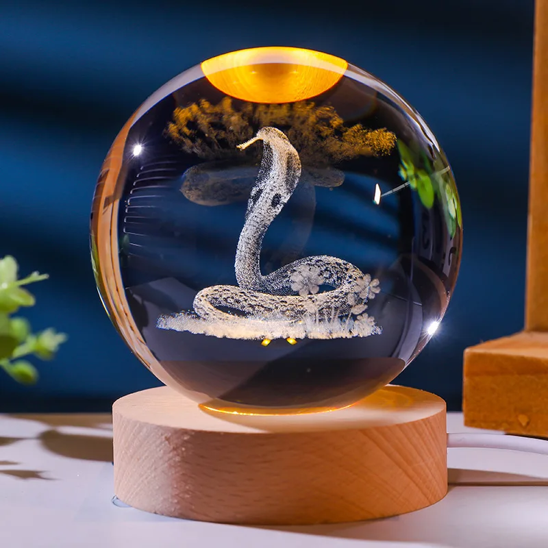 Lámpara De Noche Con Forma De Bola De Cristal (luz Cálida), Lámpara Esculpida En 3d, Decoración Para El Hogar.