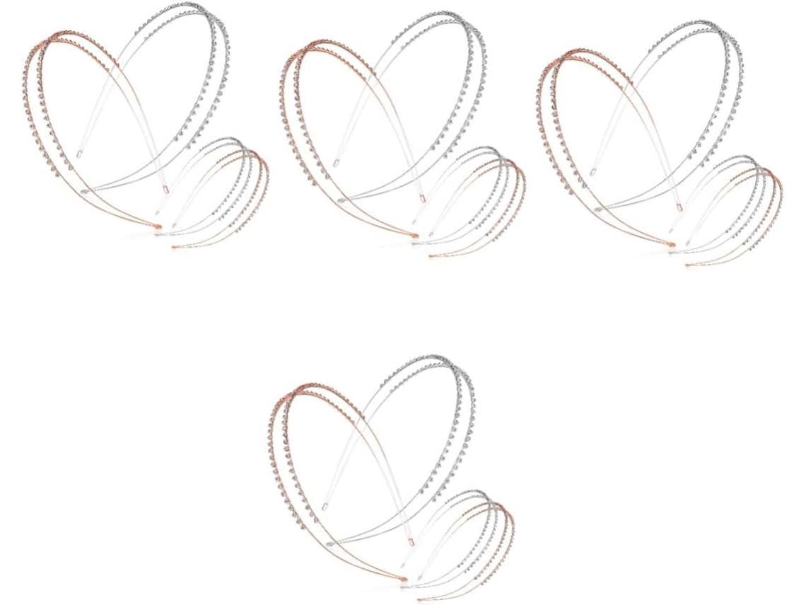 Conjunto De 16 Tiaras Com Strass Em Fileira Dupla Para Mulheres, Acessórios De Cabelo Deslumbrantes.