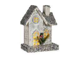 Figura Decorativa Navidad Purpurina Leve Led Casa Madeira 19,5 X 25 X 9 cm