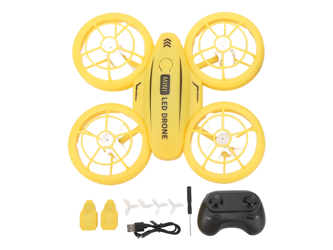 Drone Rc Pequeño Para Niños Con Luces Brillantes Resistente A Choques Operación Sencilla Coptero Mini Regalo Amarillo