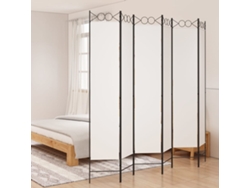 Biombo Divisor De 6 Paneles De Tela Blanco 240x220 Cm