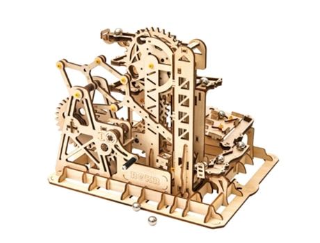 Modelo de Madera Para Niños Juego de Carrera de Mármol Kit de Construcción de Rueda Hidráulica de Bricolaje Escalador de Mármol