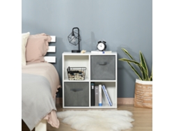 VPMKP - Estantería modular Homcom 4 nichos, 2 cajones extraíbles de tela no tejida, 61,5x30x61,5 cm, blanca y gris.