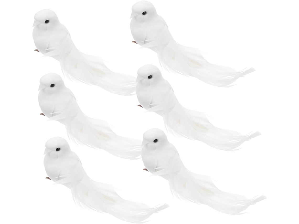 6 Palomas Miniatura Como Figuras Artificiales Para Arreglos Florales Y Coronas De Boda. Decoraciones De Palomas