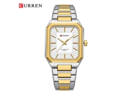 Reloj cuadrado para hombre con elegante brazalete de acero. MDUG (en blanco bicolor).