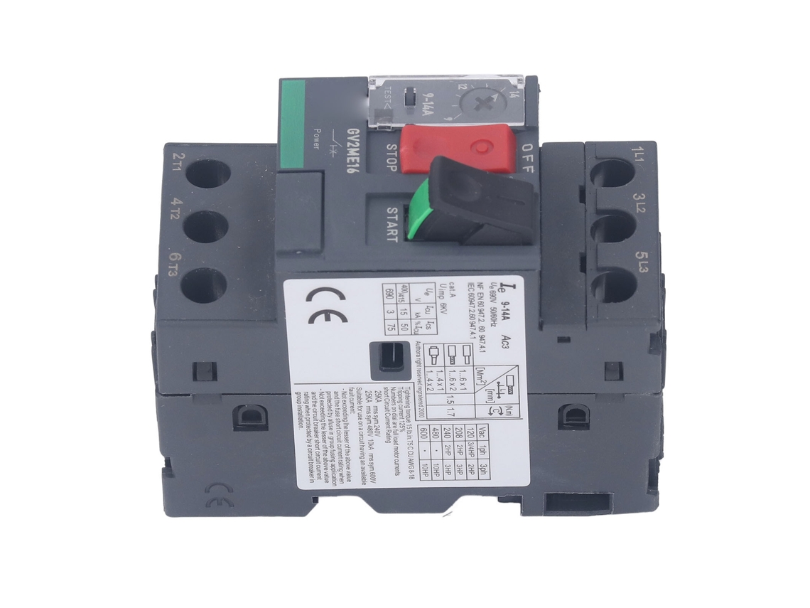 Disyuntor Termomagnético Para Motor, Botón Manual, 9-14 A, Ac690v, Gv2-me16, Montaje En Riel, Protección Contra Sobrecarga