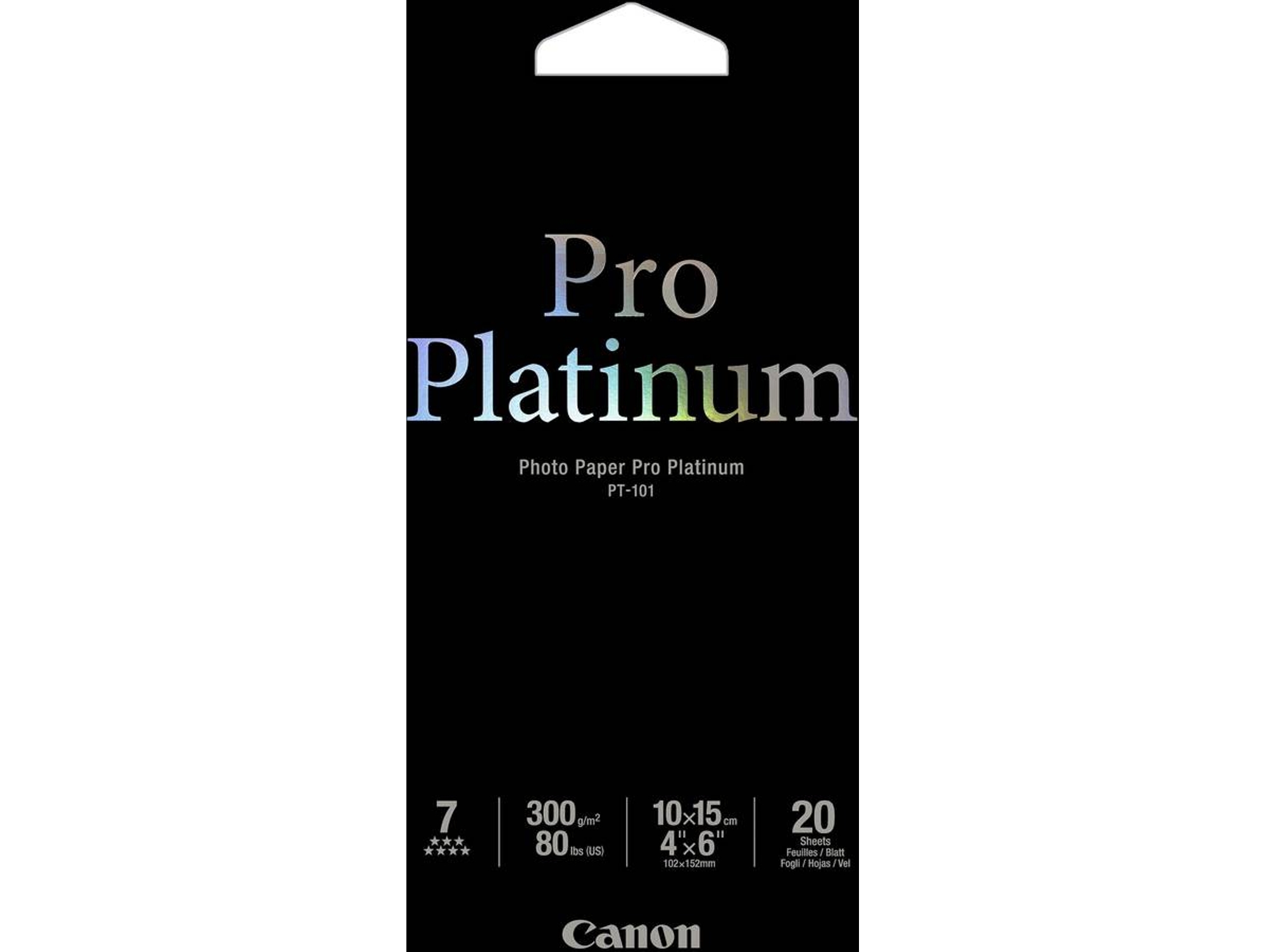 Papel Fotográfico CANON PT-101 - Pro Platinum Photo 10x15cm, 20 sheets