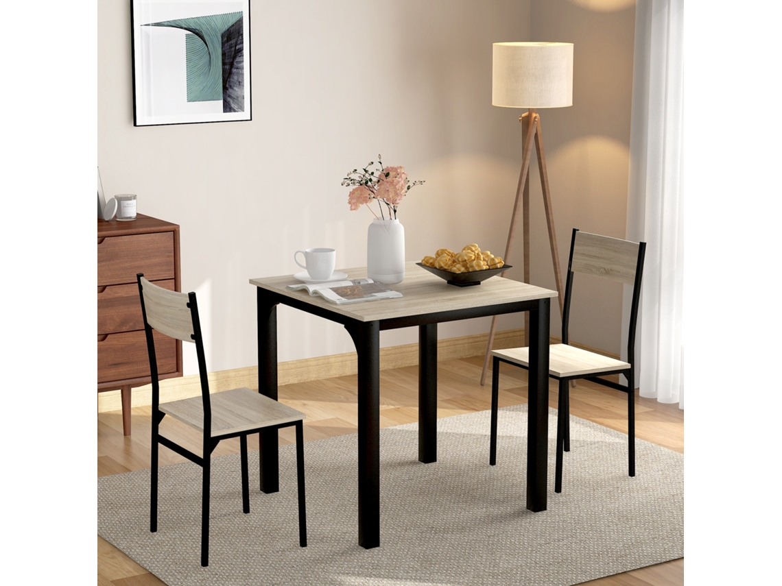 Conjunto Comedor - Mesa Con 2 Sillas Para Balcón Y Salón - Natural