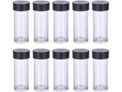 Tubos Almacenamiento Transparentes Vacíos Tapas Negras 40 Recipientes Objetos Pequeños Joyas Taller Viaje